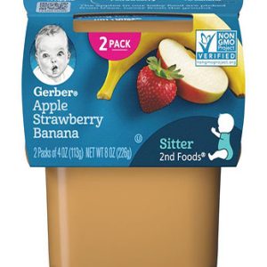 پوره میوه دو عددی گربر 226 گرم طعم سیب موز توت فرنگی