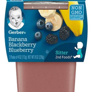 پوره میوه دو عددی گربر 226 گرمی طعم موز شاه توت بلوبری