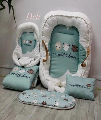 سرویس تشک گارد دار 5 تکه طرح گربه سبز دلی Deli