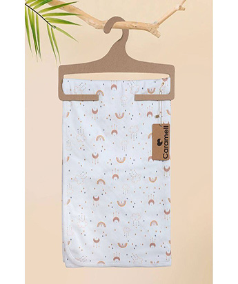 پتو کلاه داری نوزادی طرح رنگین کمان کارامل