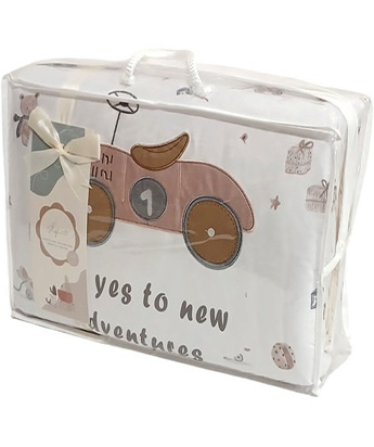 سرویس رخت خواب 4 تکه نوزاد پسرانه طرح ماشین لیزا Lisa