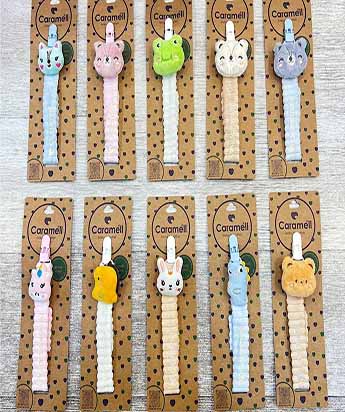 بند پستانک کارامل طرح حیوانات