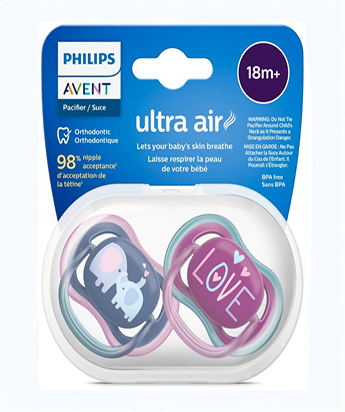 پستانک ارتودنسی +18 ماه دوتایی فیلیپس اونت PHILIPS AVENT سری UltraAir مدل SCF349/22